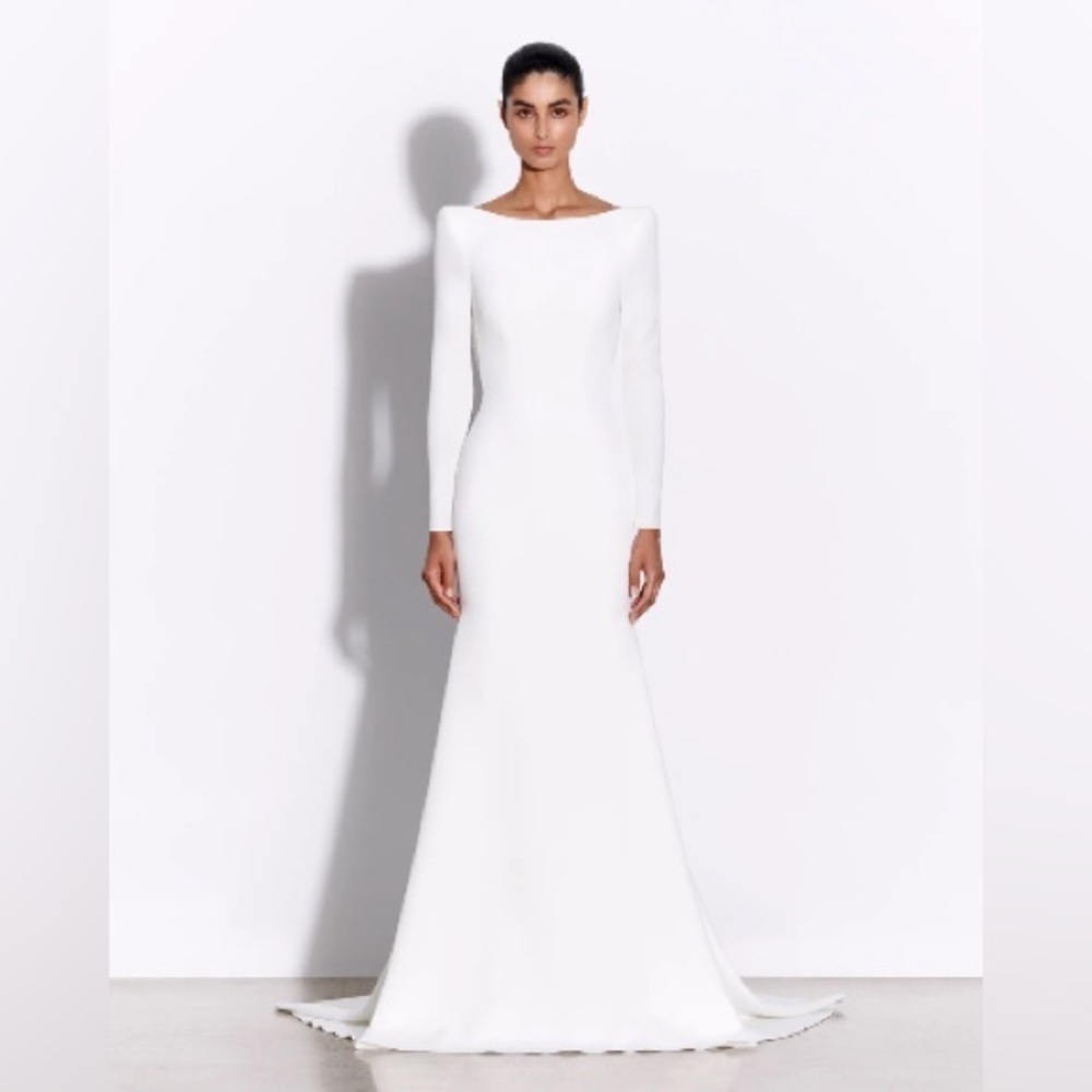 Alex Perry Elizabeth Long Sleeve Open Back Drape Gown US4/UK8